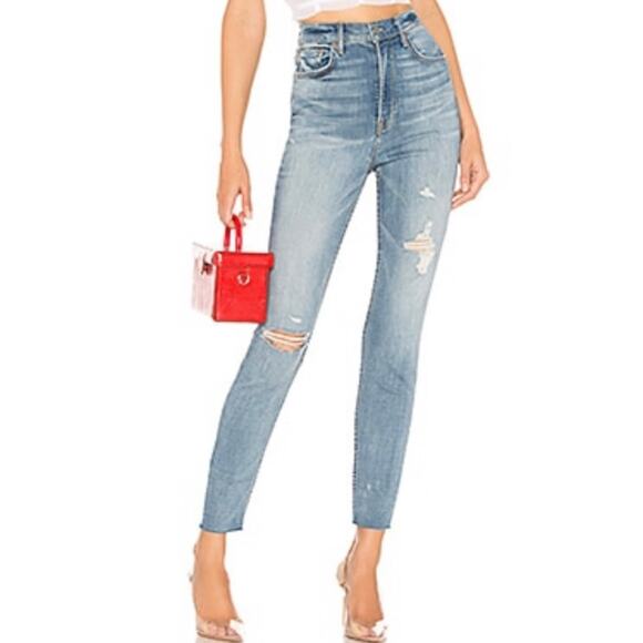 GRLFRND Distressed Super Skinny High Waist Kendall Jeans In Say You Will Size 26 - Picture 1 of 7